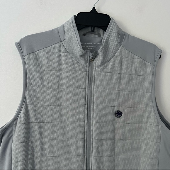 Holderness & Bourne Gray Herringbone Full Zip Tailored Fit Vest Large - Picture 2 of 9
